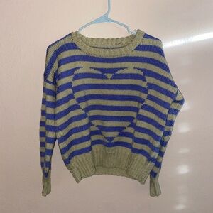 Urban outfitters super cute heart shaped sweater striped grunge long sleeve top
